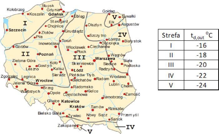 Strefy temperatur w Polsce